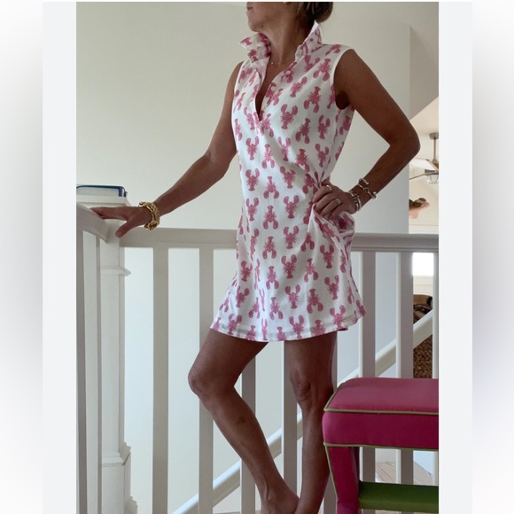 Pink Pineapple Sconset Block Print Dress Sleeveless (Blue) size M - Picture 11 of 11